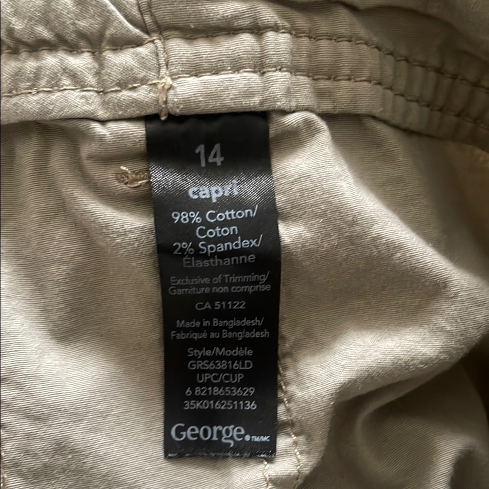 George Light Gray Capri Cargo Pants Elastic Waist Womens 14 - Picture 13 of 14